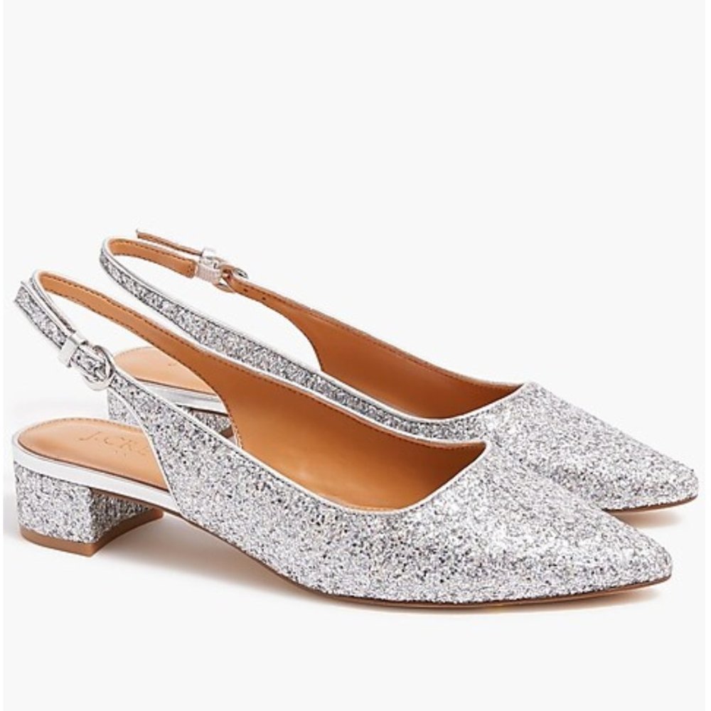 ✨ NWT J.Crew Factory Glitter slingback flats